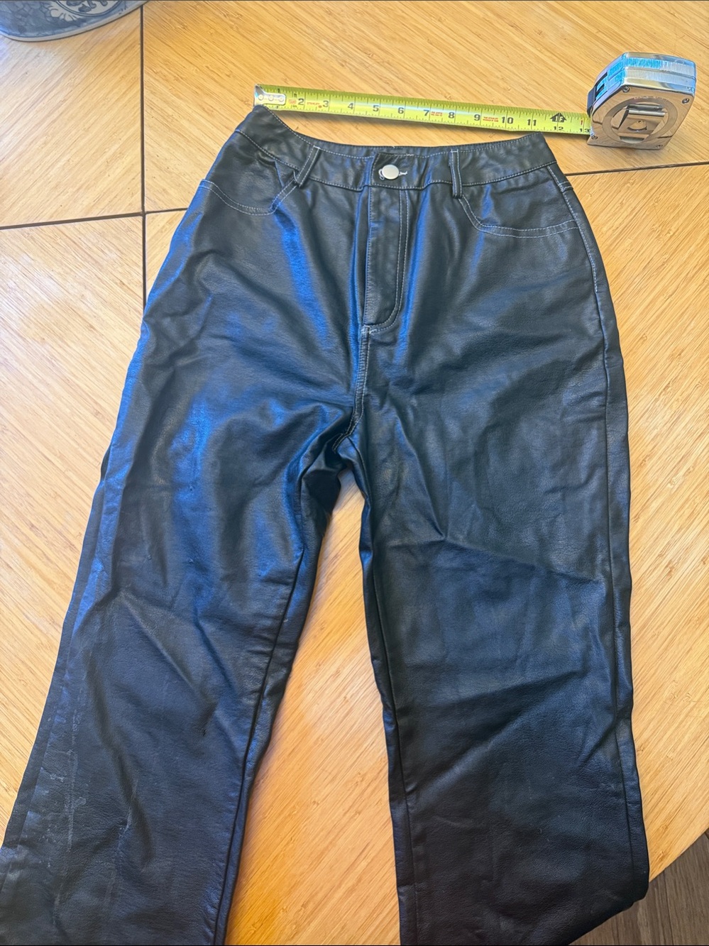 Le Lis Black Faux Leather Straight Leg Pants